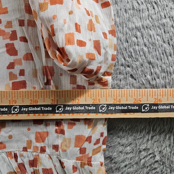 NEW Savanna Jane Top‎ Blouse Women 1X Embroidered Long Sleeve White Red Brown - Picture 6 of 8